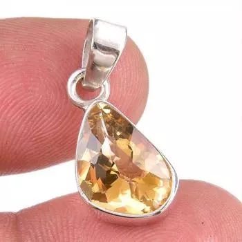 Натуральный драгоценный камень цитрин ручной работы из твердого стерлингового серебра 925 пробы, подарочный кулон 1 дюйм Z2y86