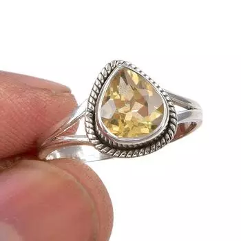 Натуральный драгоценный камень цитрин, ювелирное кольцо из стерлингового серебра 925 пробы, размер 8 y6S04
