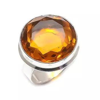 Натуральный драгоценный камень цитрин, ювелирное кольцо из стерлингового серебра 925 пробы, размер 8 t1P22