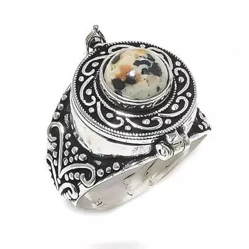 Натуральный драгоценный камень далматинская яшма, ювелирное кольцо из стерлингового серебра 925 пробы, размер 9,5 M1q59