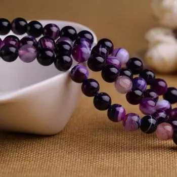 Натуральный драгоценный камень фиолетовый полосатый агат свободные бусины-разделители DIY Изготовление ювелирных изделий диаметром 4/6/8/10 мм 4mm