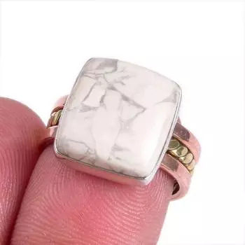 Натуральный драгоценный камень говлит двухцветное ювелирное кольцо из стерлингового серебра 925 пробы размер 6 A1T52