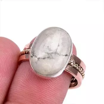 Натуральный драгоценный камень говлит, двухцветное ювелирное кольцо из стерлингового серебра 925 пробы, размер 8 B9K34