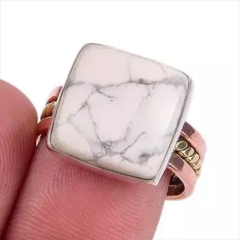 Натуральный драгоценный камень говлит двухцветное ювелирное кольцо из стерлингового серебра 925 пробы размер 7,5 V1U12