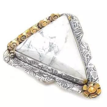 Натуральный драгоценный камень говлит яшма из стерлингового серебра 925 пробы, двухцветное кольцо, размер 8 E6J55