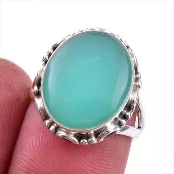Натуральный драгоценный камень хризопраз 925 пробы, ювелирное кольцо из стерлингового серебра, размер 6 O3G78