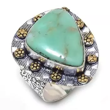 Натуральный драгоценный камень хризопраз, двухцветное кольцо из стерлингового серебра 925 пробы, размер 8,5 Y2e59