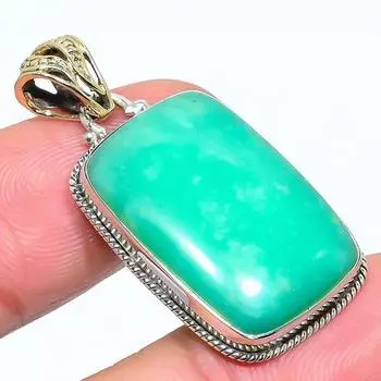 Натуральный драгоценный камень хризопраз из стерлингового серебра 925 пробы, подарочная подвеска 1,58 дюйма A2N79