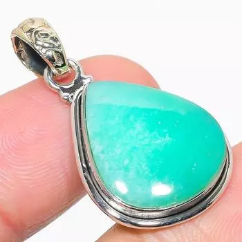 Натуральный драгоценный камень хризопраз из стерлингового серебра 925 пробы, подарочная подвеска 1,50 дюйма T9Q94