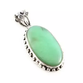 Натуральный драгоценный камень хризопраз, стерлинговое серебро 925 пробы, ювелирный кулон 1,4 дюйма, A4u21