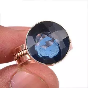 Натуральный драгоценный камень иолит 925 пробы, ювелирное изделие из стерлингового серебра, двухцветное кольцо S.8 I2d71