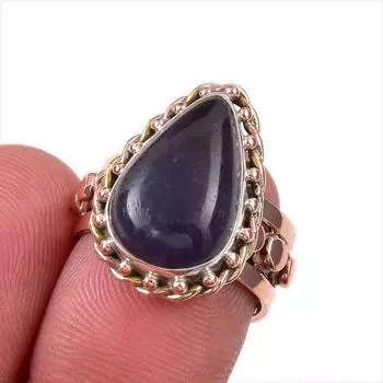 Натуральный драгоценный камень иолит 925 пробы, ювелирные изделия из стерлингового серебра, двухцветное кольцо S.6 U8c60