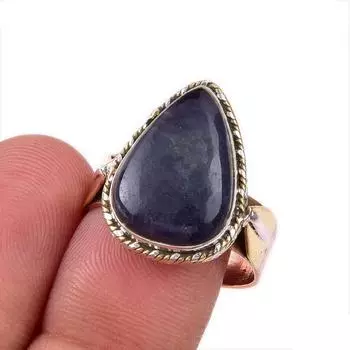 Натуральный драгоценный камень иолит 925 пробы стерлинговое серебро ювелирные изделия двухцветное кольцо S.9 A5u67