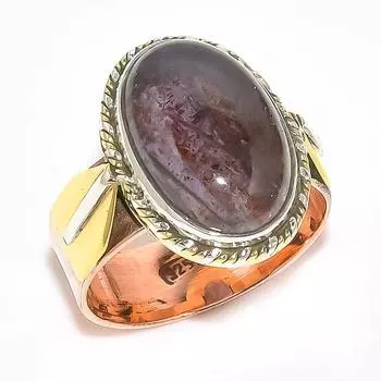 Натуральный драгоценный камень иолит, двухцветное ювелирное кольцо из стерлингового серебра 925 пробы S.9 a3a90