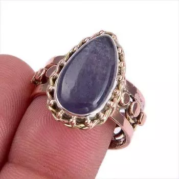 Натуральный драгоценный камень иолит двухцветное ювелирное кольцо из стерлингового серебра 925 пробы размер 9 a1f20