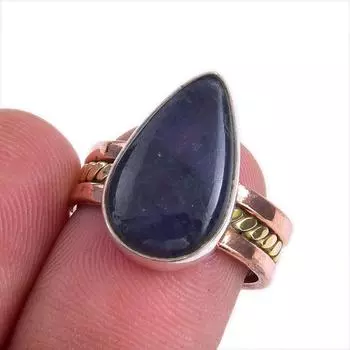 Натуральный драгоценный камень иолит двухцветное ювелирное кольцо из стерлингового серебра 925 пробы размер 6 r1i06