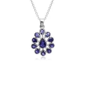 Натуральный драгоценный камень иолит из стерлингового серебра Необычный серебряный кулон ручной работы с иолитом