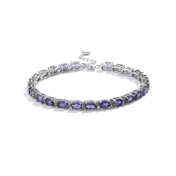 Натуральный драгоценный камень иолит, роскошный дизайн, серебряный браслет для женщин и девочек, ювелирные изделия на свадьбу, день рождения, подарок 22cm синий