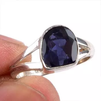 Натуральный драгоценный камень иолит, ручная работа, серебряное ювелирное кольцо 925 пробы, размер 5,5 A4U14