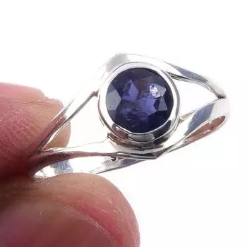 Натуральный драгоценный камень иолит ручной работы из твердого серебра 925 пробы, подарочное кольцо, размер 8 d3u80