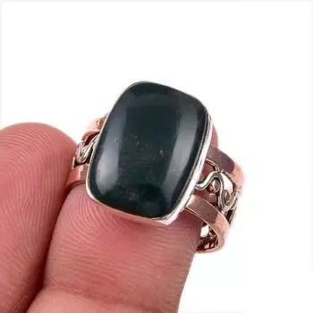 Натуральный драгоценный камень из чистого серебра 925 пробы, двухцветное кольцо, размер 7 k8t02