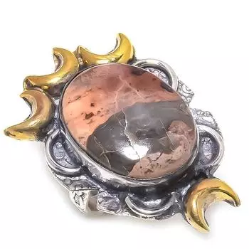 Натуральный драгоценный камень из кожи леопарда, стерлинговое серебро 925 пробы, двухцветное кольцо, размер 6,5 u5w49