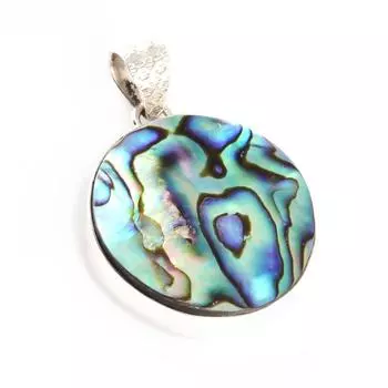 Натуральный драгоценный камень из ракушки морского ушка 925 пробы, подарочный кулон из стерлингового серебра 1,5 дюйма i3Q19