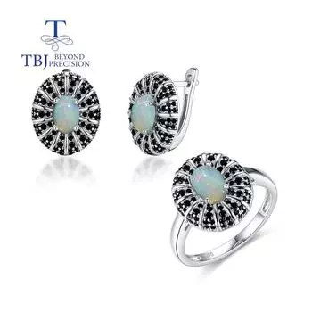Натуральный драгоценный камень, Эфиопский опал, кольцо, серьги, серебро 925 пробы, классический дизайн, изысканные ювелирные изделия для женщин, Рождественский подарок на Черную пятницу M белый