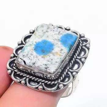 Натуральный драгоценный камень K2 Blue Azurite, ювелирное кольцо из стерлингового серебра 925 пробы, размер 8 J1o47