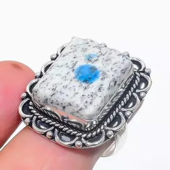 Натуральный драгоценный камень K2 Blue Azurite, ювелирное кольцо из стерлингового серебра 925 пробы, размер 7,5 d5g65