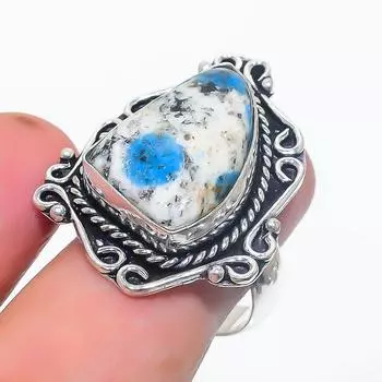 Натуральный драгоценный камень K2 Blue Azurite, ювелирное кольцо из стерлингового серебра 925 пробы, размер 8 R8r84