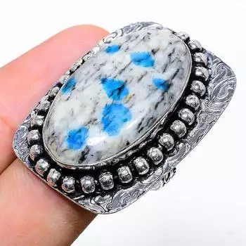 Натуральный драгоценный камень K2 Blue Azurite из стерлингового серебра 925 пробы, подарочное кольцо, размер 9 I5O16