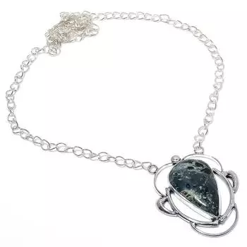 Натуральный драгоценный камень камбаба яшма 925 пробы подарочное ожерелье 18 дюймов P6Y30