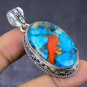 Натуральный драгоценный камень колючая устрица 925 пробы, серебряный ювелирный кулон 2,17 дюйма a4l12