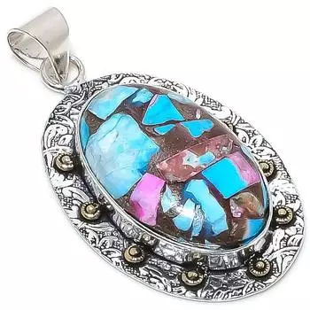 Натуральный драгоценный камень колючая устрица, двухцветный кулон из стерлингового серебра 925 пробы, 2,40 дюйма, P6d24