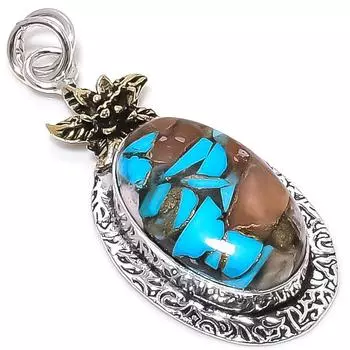 Натуральный драгоценный камень колючая устрица, двухцветный кулон из стерлингового серебра 925 пробы, размер 2,25 дюйма, J2c72