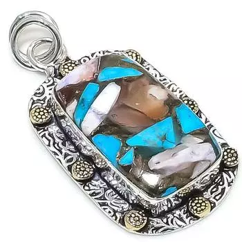 Натуральный драгоценный камень колючая устрица, двухцветный кулон из стерлингового серебра 925 пробы, размер 1,89 дюйма, F1o46