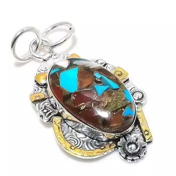 Натуральный драгоценный камень колючая устрица, двухцветный кулон из стерлингового серебра 925 пробы, размер 2,17 дюйма, O7r35