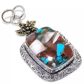 Натуральный драгоценный камень колючая устрица, двухцветный кулон из стерлингового серебра 925 пробы, размер 2,21 дюйма, d6r21