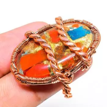 Натуральный драгоценный камень колючая устрица, подарочное кольцо ручной работы из медной проволоки, размер 8 u2a15