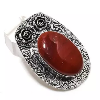 Натуральный драгоценный камень Красная речная яшма из стерлингового серебра 925 пробы, ювелирный кулон 1,89 дюйма M2U87