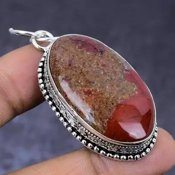 Натуральный драгоценный камень красная речная яшма 925 пробы, серебряный ювелирный кулон 2,25 дюйма R4d96