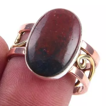 Натуральный драгоценный камень кровавик 925 пробы стерлингового серебра ювелирные изделия двухцветное кольцо S.8.5 g8l92