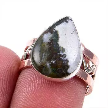 Натуральный драгоценный камень кровавик 925 пробы сплошное серебряное ювелирное изделие двухцветное кольцо размер 7US G4k33