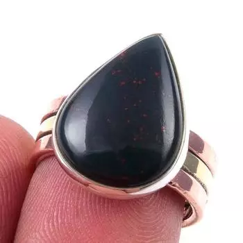 Натуральный драгоценный камень кровавик 925 пробы стерлингового серебра ювелирные изделия двухцветное кольцо S.6.5 u7a64