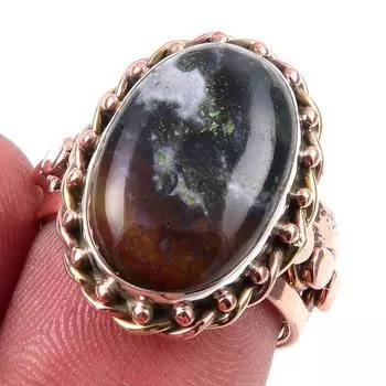 Натуральный драгоценный камень кровавик 925 пробы стерлинговое серебро ювелирные изделия двухцветное кольцо S.6.5 r6d81