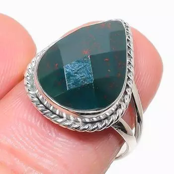 Натуральный драгоценный камень кровавик 925 пробы цельное ювелирное кольцо из стерлингового серебра размер 7 h3C98