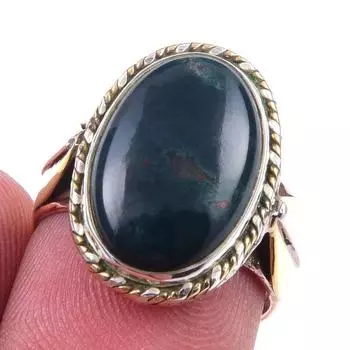 Натуральный драгоценный камень кровавик 925 пробы стерлинговое серебро ювелирные изделия двухцветное кольцо S.5.5 L8e86