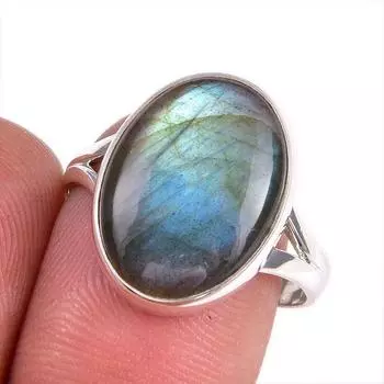Натуральный драгоценный камень лабрадорит 925 пробы стерлинговое серебро ювелирное кольцо размер 9 W1h94