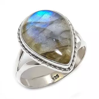 Натуральный драгоценный камень лабрадорит 925 пробы цельное ювелирное кольцо из стерлингового серебра размер 9 A5Q26